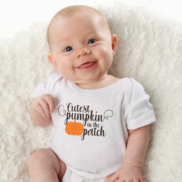 handmade cutest pumpkin in the patch baby bodysuit - Picture 2 of 5